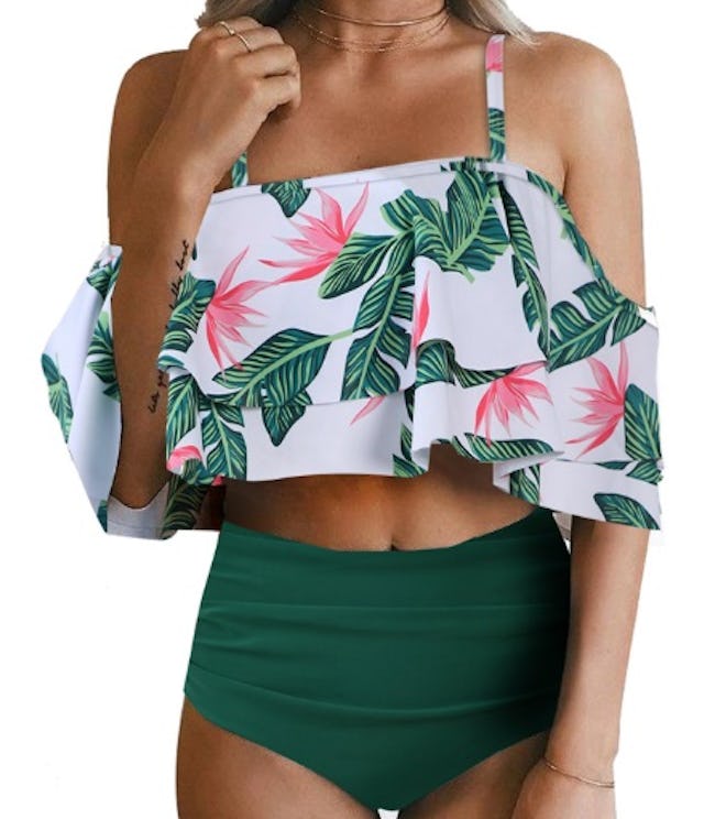 Off Shoulder Ruffled Two Piece