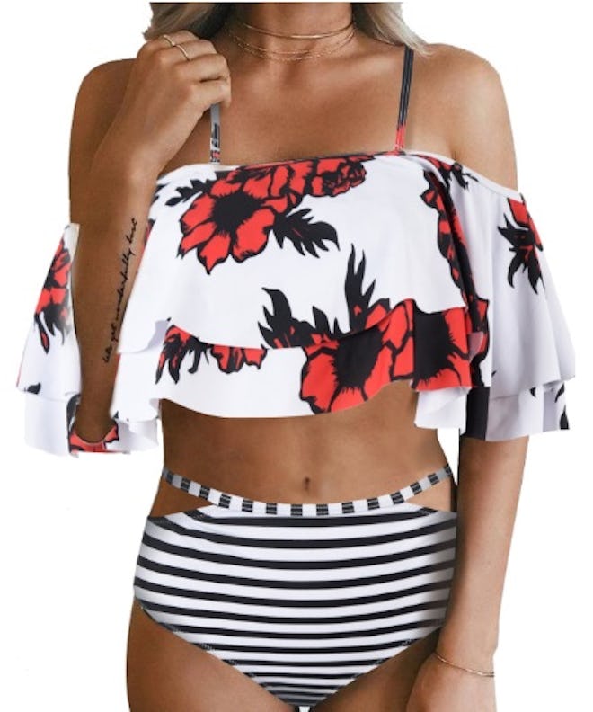 Off Shoulder Ruffled Two Piece