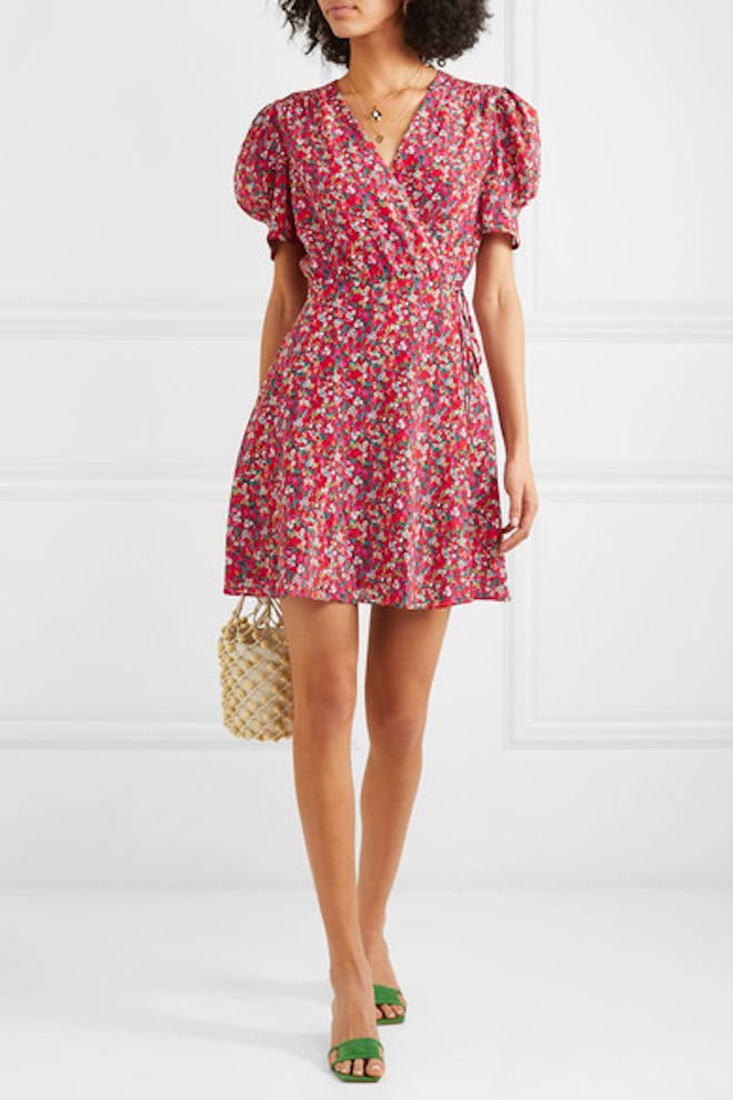 Lea Floral-Print Silk Crepe de Chine Mini Dress