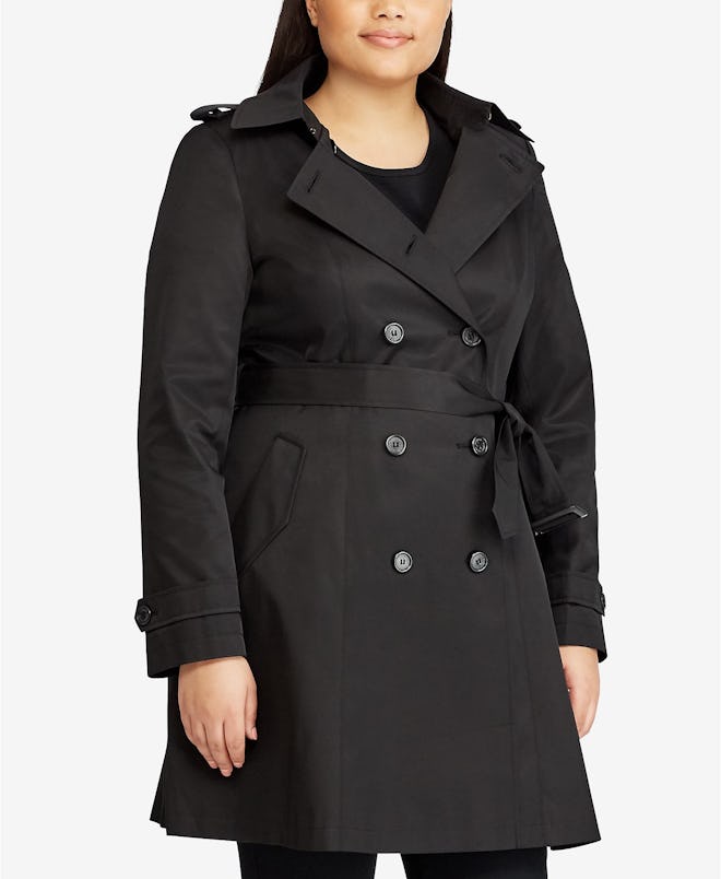 Plus Size Double Breasted Trench Coat