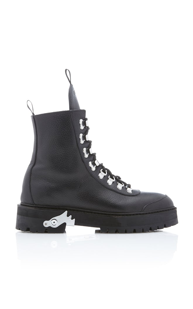  Off-White c/o Virgil Abloh Textured-Leather Ankle Boots