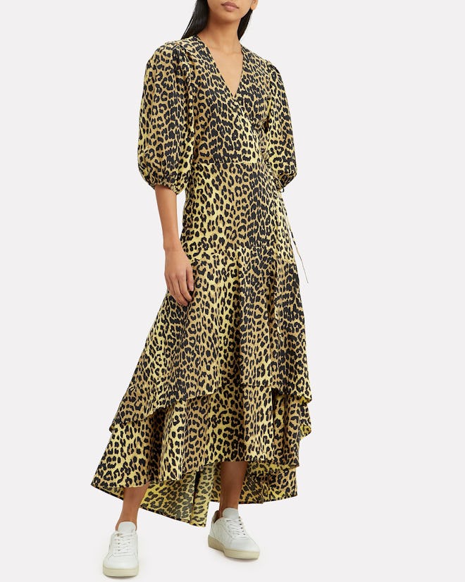 Leopard Yellow Wrap Maxi Dress