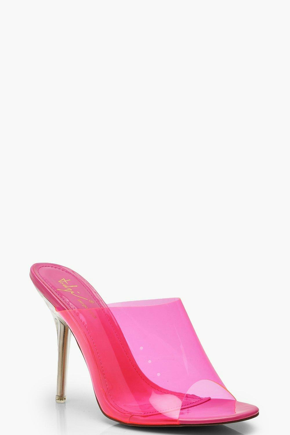 pink clear mules