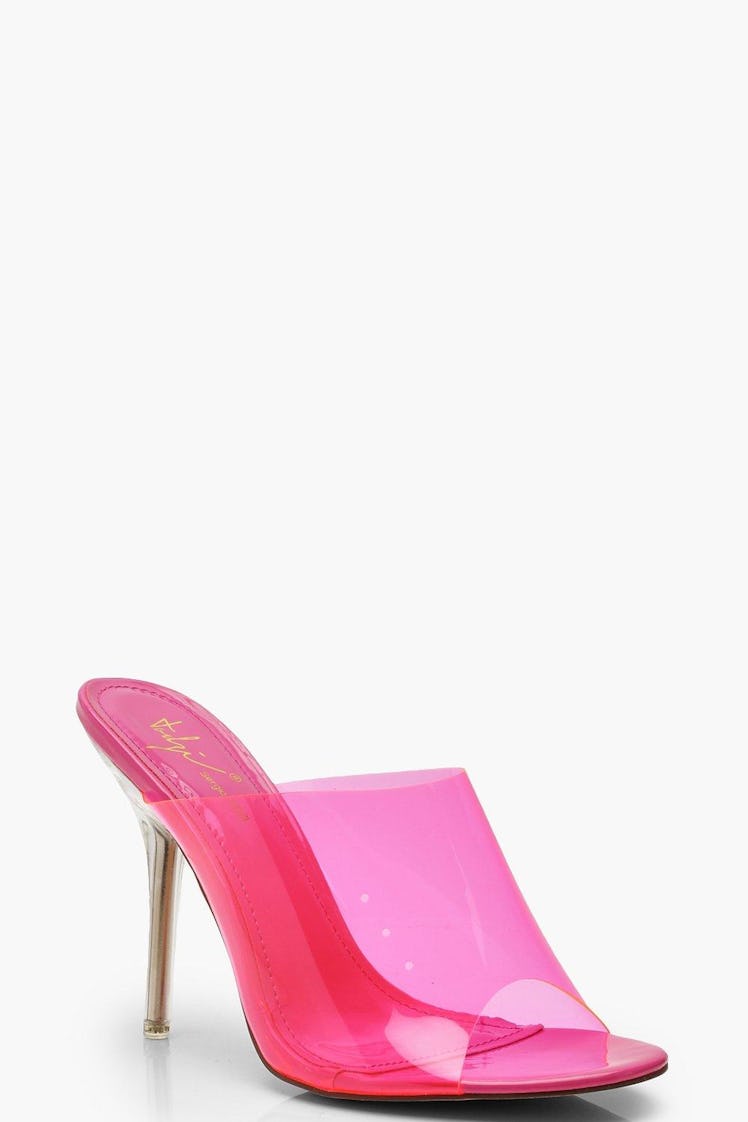 Clear Heel Peeptoe Mules