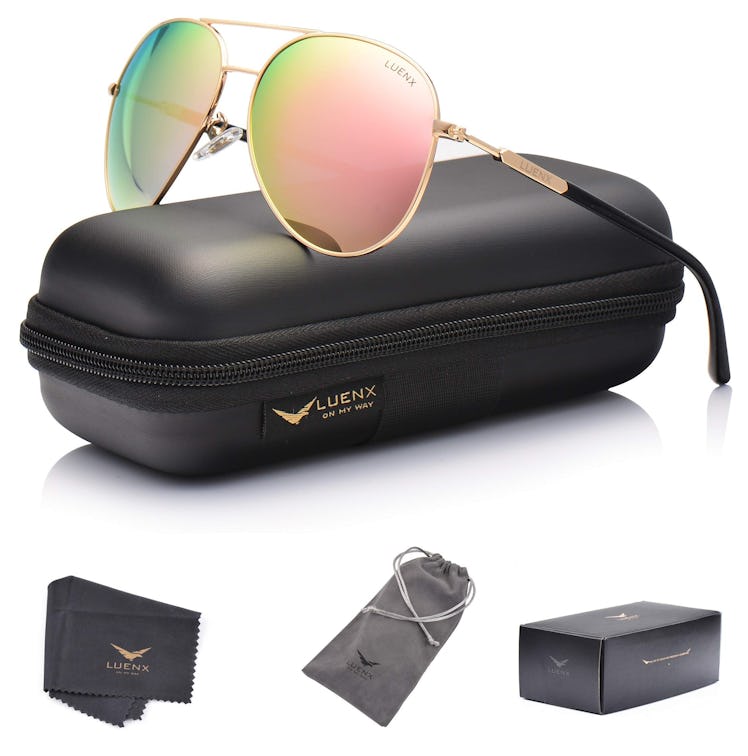 LUENX Mirrored Aviator Sunglasses