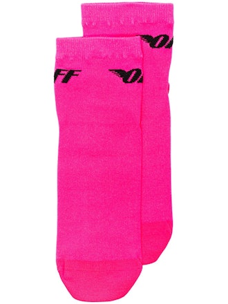 Off-White Pink Neon Wing Stretch Logo Socks