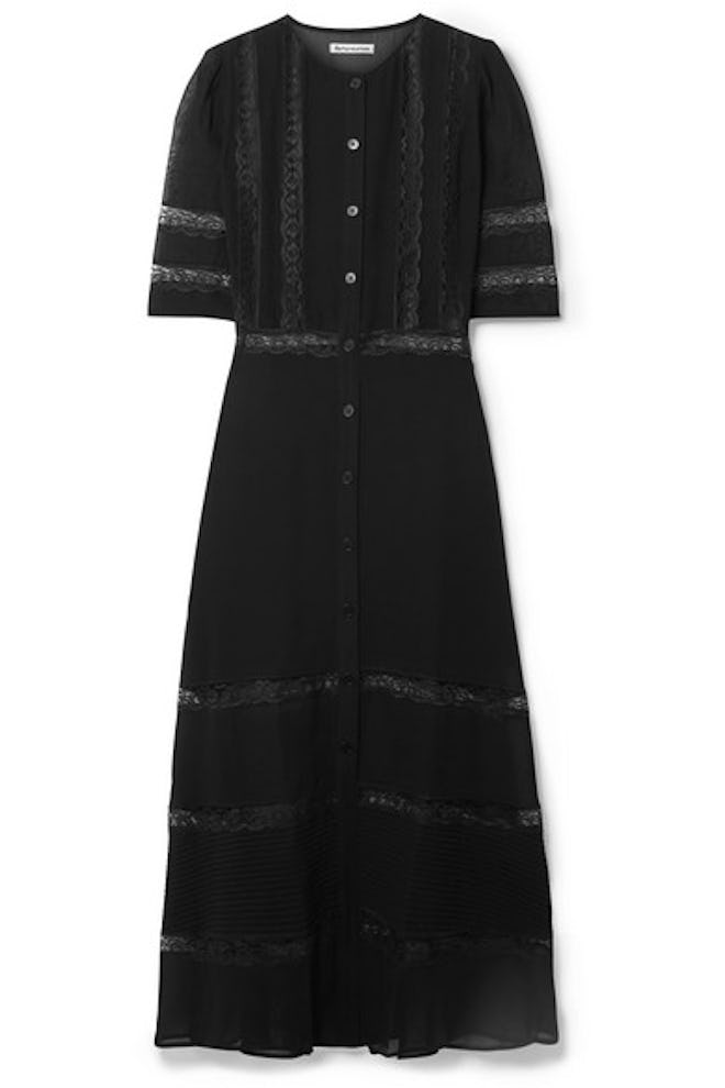 Reformation Surrey lace-trimmed georgette midi dress