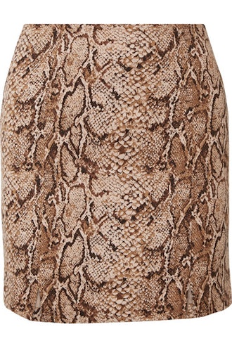 Reformation Oak snake-print stretch-jersey mini skirt