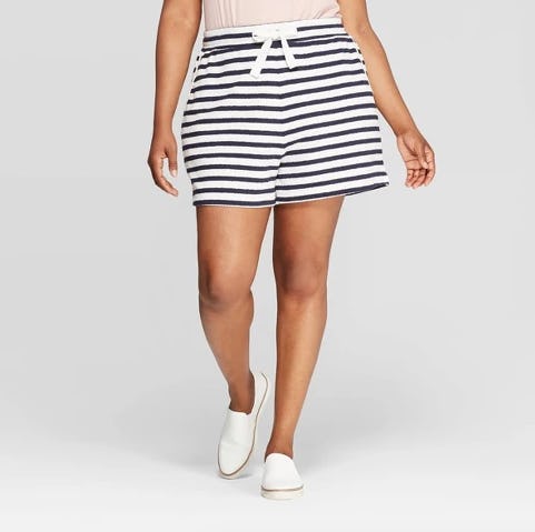 Ava & Viv Women's Plus Size Striped Knit Shorts