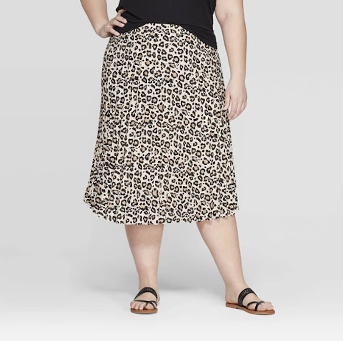 Ava & Viv Women's Plus Size Animal Print Pleated Skirt