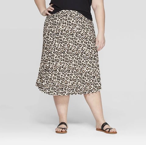 Ava & Viv Women's Plus Size Animal Print Pleated Skirt