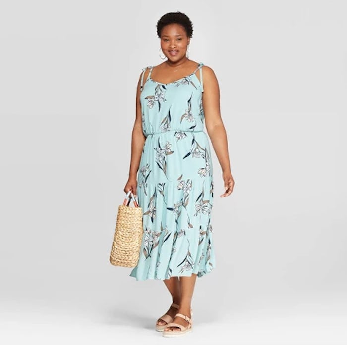 Ava & Viv Women's Plus Size Floral Sleeveless V-Neck Tiered Gauze Maxi Dress