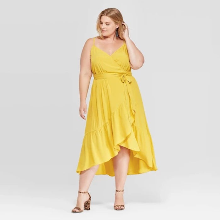 Ava & Viv Women's Plus Size Sleeveless V-Neck Ruffle Wrap Dress