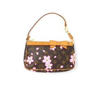 Vintage Cherry Blossom Monogram Shoulder Bag