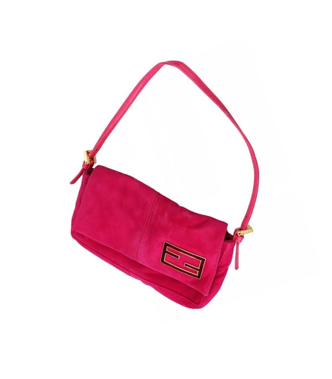 Vintage Pink Suede Shoulder Bag