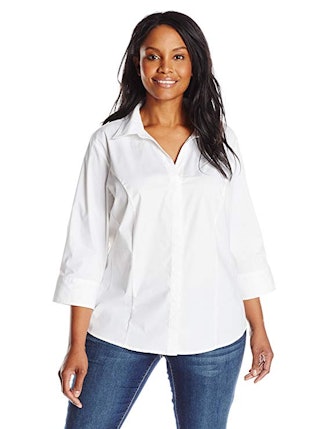 Riders by Lee Indigo Women's Plus Size ¾ Sleeve Woven Shirt