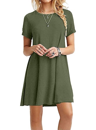 MOLERANI Casual Plain Simple T-Shirt Loose Dress
