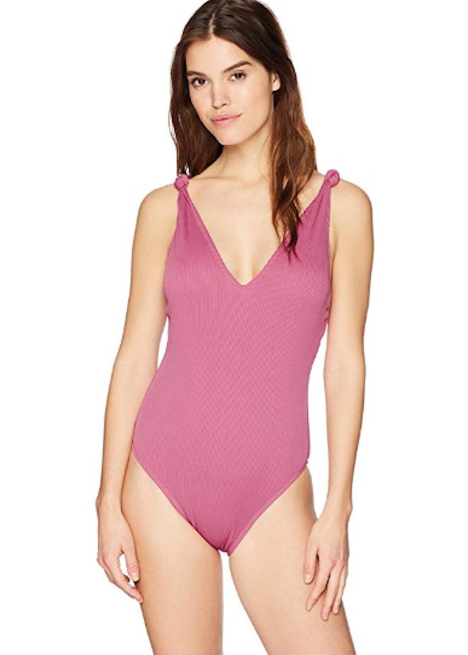 Mae Knot Strap Deep-V One-Piece Swimsuit 