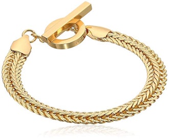 Anne Klein Classics Gold Tone Flat Chain Flex Bracelet