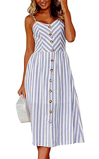 Angashion Summer Midi Dress with Pockets