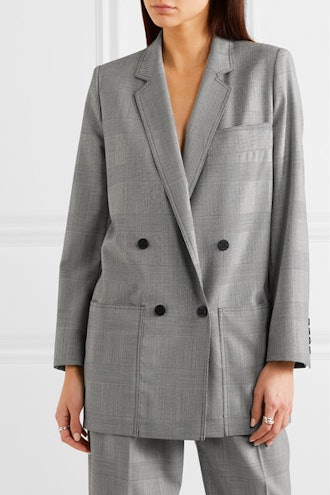 Oxford Oversized Double-Breasted Prince of Wales Checked Blazer