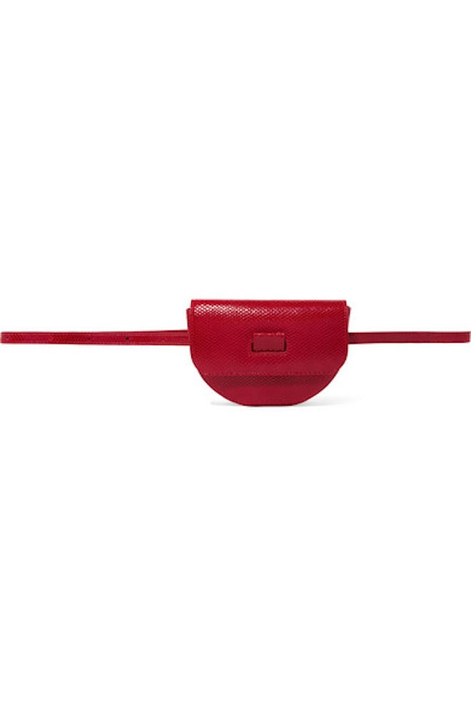 Anna Lizard-Effect Leather Belt Bag 
