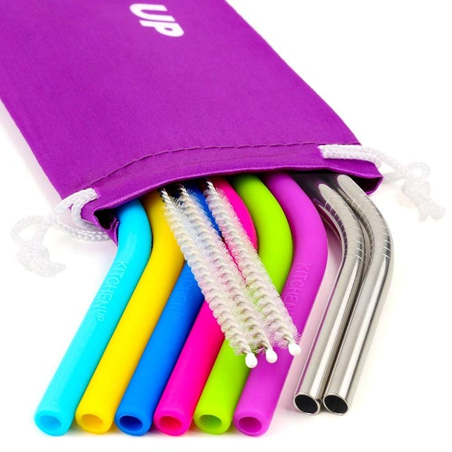 Silicone And Stainless Steel Straw Bundle