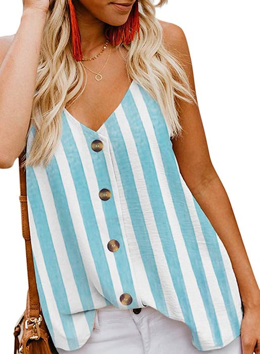 BLENCOT Button-Down V-Neck Tank Top (S-XXL)