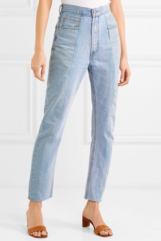 The Twin Two-Tone High-Rise Straight-Leg Jeans