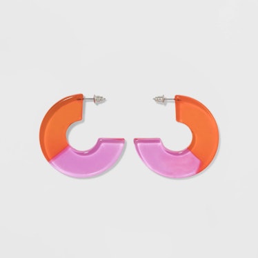 Two Part Translucent Acrylic Disc Hoop Earrings