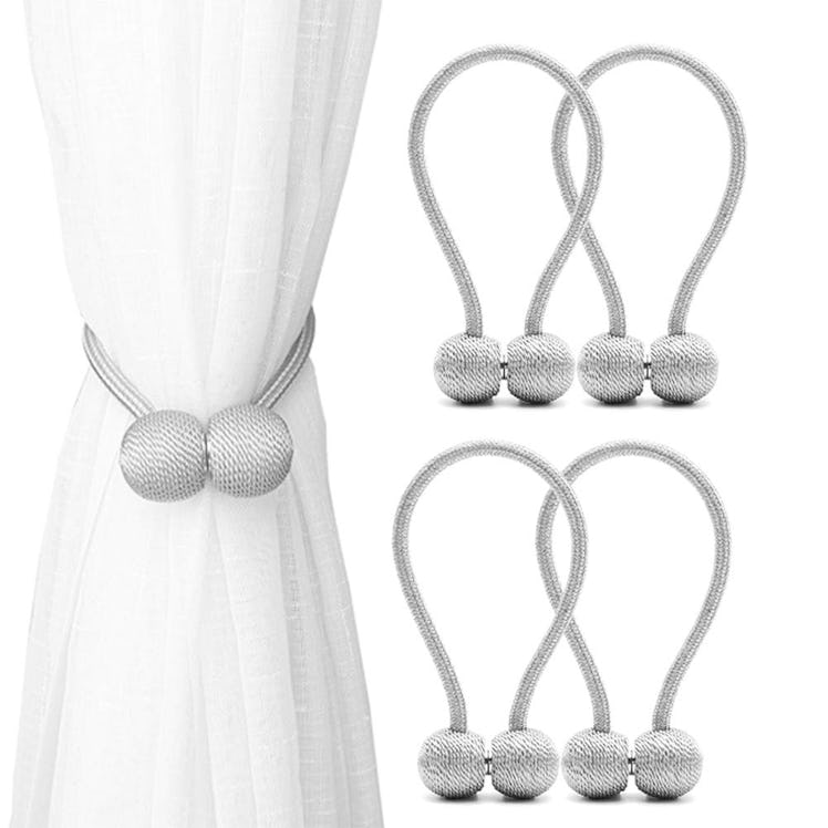 DEZENE Magnetic Curtain Tiebacks (4-Pack)