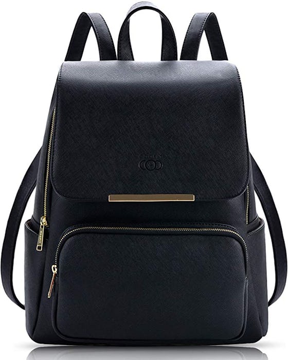 COOFIT Black Faux Leather Backpack