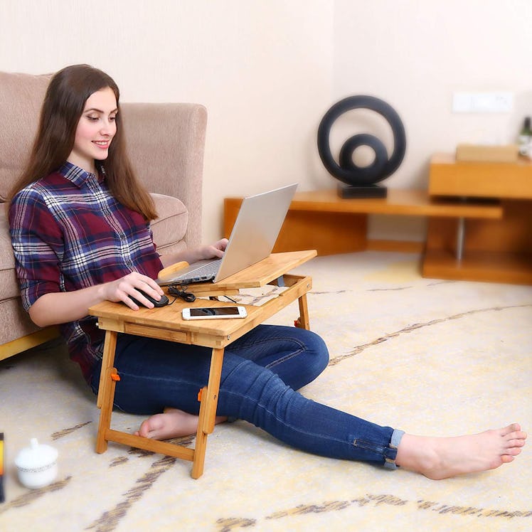 Nnewvante 100% Bamboo Adjustable Tray Table