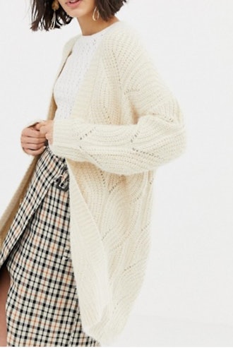 Cable Knitted Edge to Edge Cardigan 
