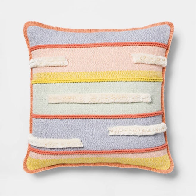 Textured Stripe Square Throw Pillow