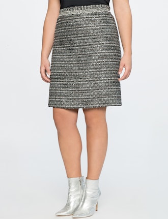 Tweed A-Line Skirt With Trim