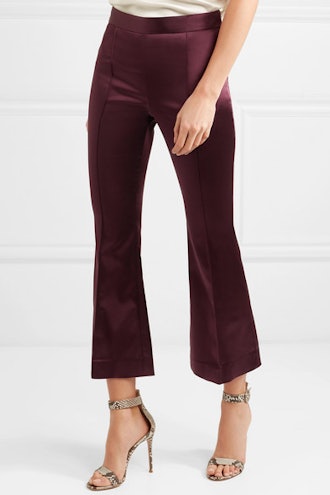 Cropped Satin Flared Pants