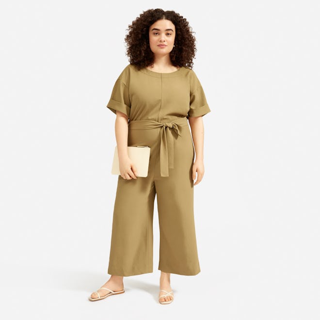 The Japanese GoWeave Short-Sleeve Jumpsuit in Olive