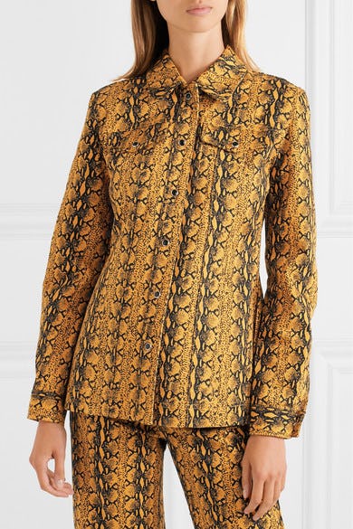 snake print denim jacket