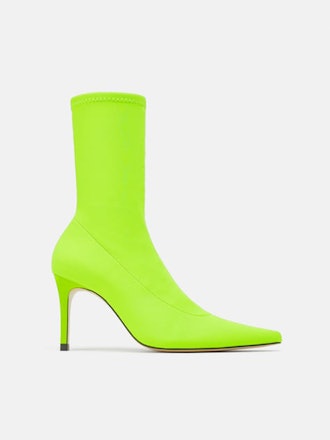 Fluorescent Sock Style Heeled Ankle Boots