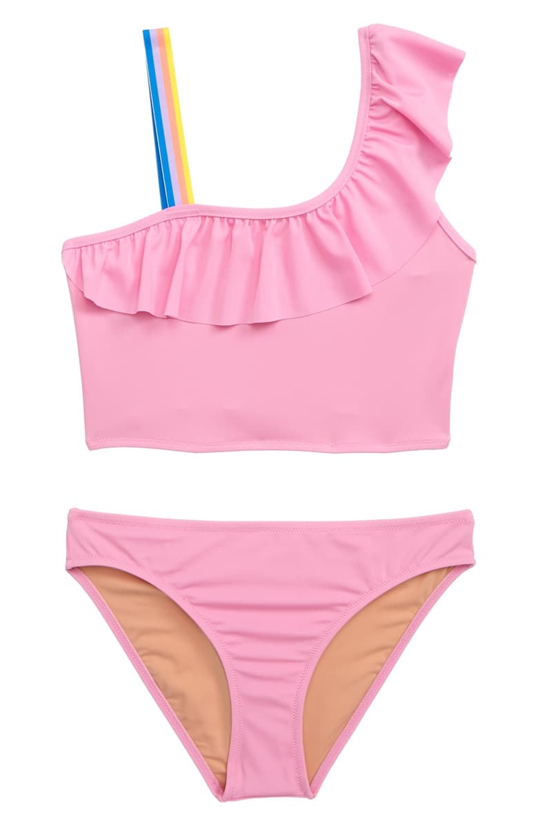 YOUNGER TREE Toddler Baby Girls Summer Swimsuit Sleeveless Striped Swimsuit Two-Piece Suit