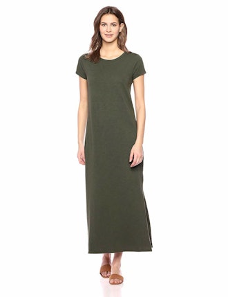 Daily Ritual Women's Lived-in Cotton Short-Sleeve Crewneck Maxi Dress
