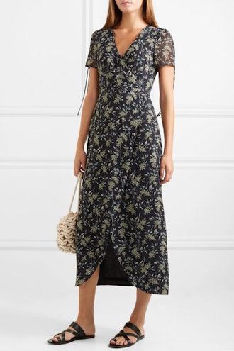Wrap-Effect Floral-Print Georgette Maxi Dress