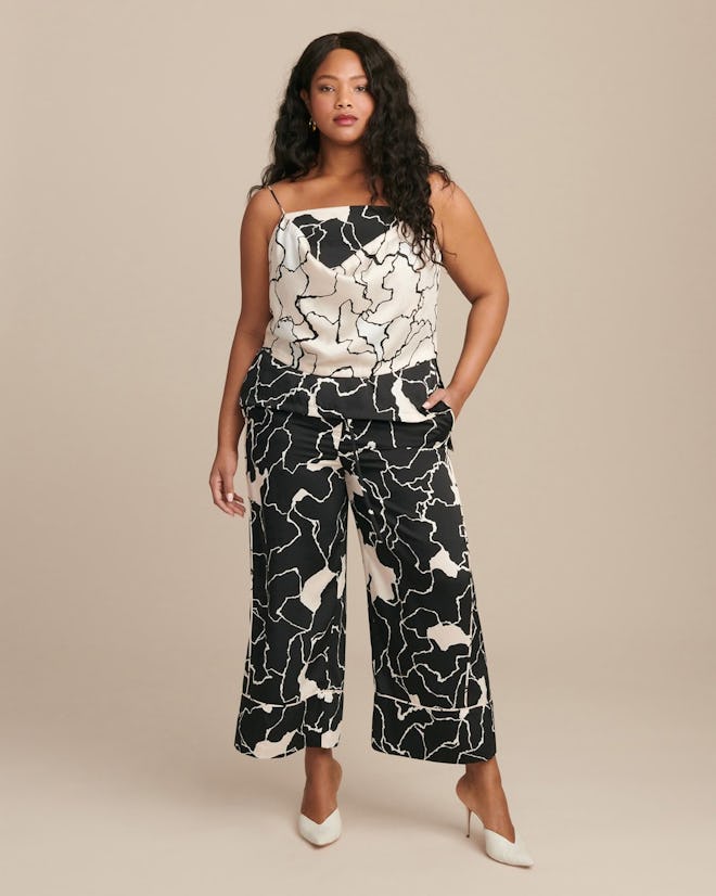 Yigal Azrouel Ocean Crest Printed Twill Elastic-Waisted Pant
