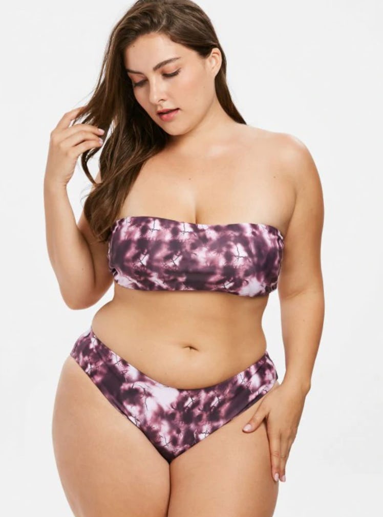 Bandeau Plus Size Tie Dye Bikini Set 