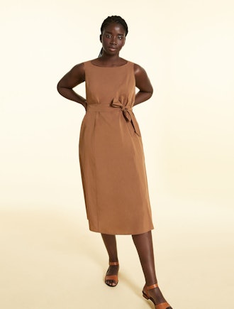 Long Dress In Cotton and Silk in Dark Brown