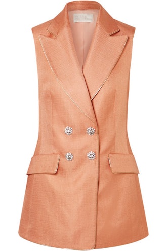 Peter Pilotto Crystal-embellished metallic-trimmed twill vest