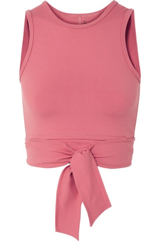 Ballet Cropped Tie Front Stretch Top
