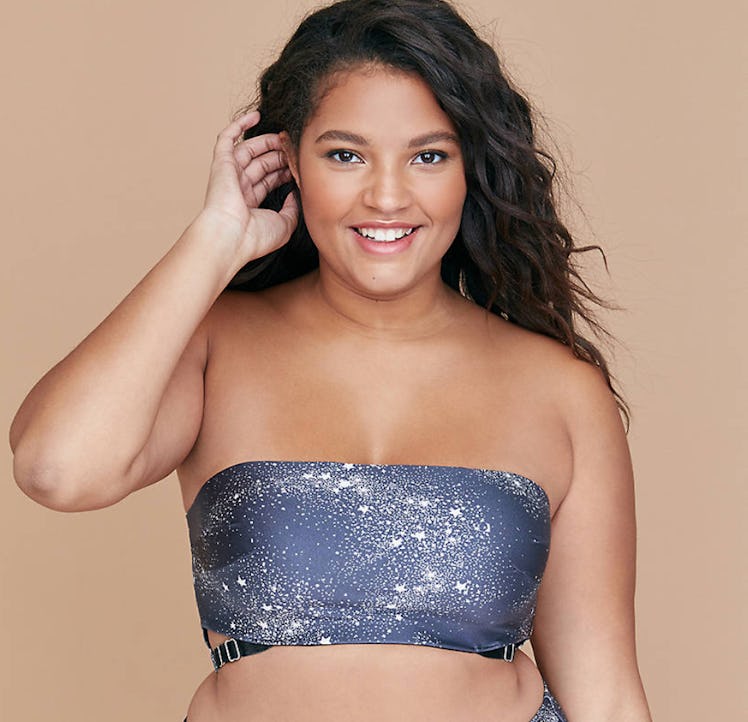 Swim Bikini Top With Built-In Bandeau Bra - Shimmer Star Print