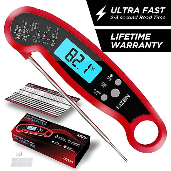 Kizen Instant Read Thermometer With Waterproof Alarm 